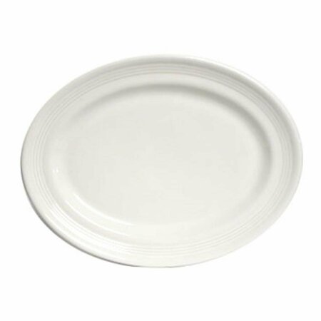 TUXTON CHINA 9.75 in. x 6.5 in. Concentrix Oval Platter - Blanco - 2 Dozen CWH-096